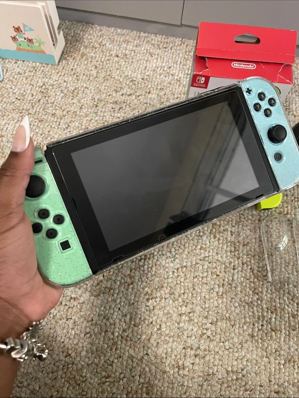 Nintendo Switch Bundle with Mint Green and Neon Yellow Joy‑Con Controllers